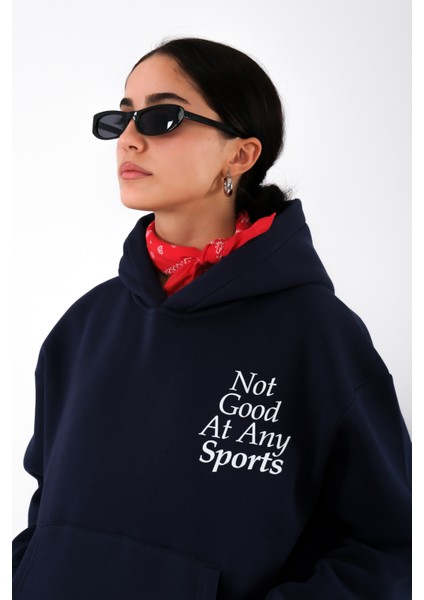 Any Sports Relaxed Fit Hoodie Kadın - Lacivert