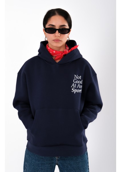 Any Sports Relaxed Fit Hoodie Kadın - Lacivert