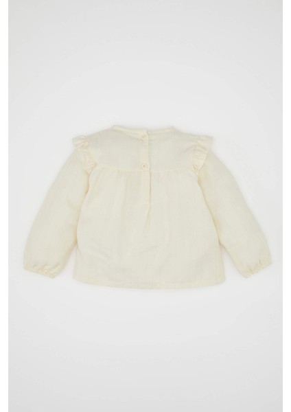 Kız Bebek Bisiklet Yaka Twill Uzun Kollu Gömlek D6234A524WN