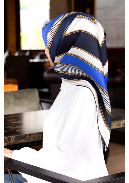Twill Ipek Eşarp Saks / Lacivert