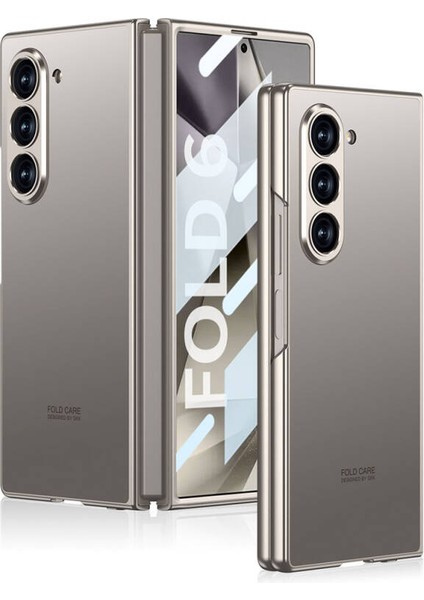 Samsung Galaxy Z Fold 6 Kılıf Titanyum Metal Tasarımlı Perkins Premium Kapak