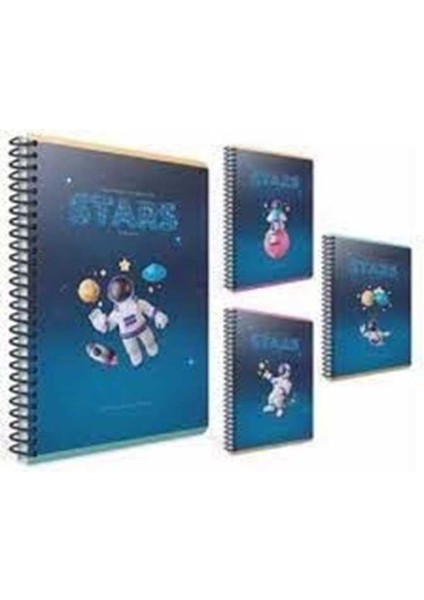 Stars Tel Dikişli Karton Kapak Defter A4 80 Yaprak Çizgili Adet