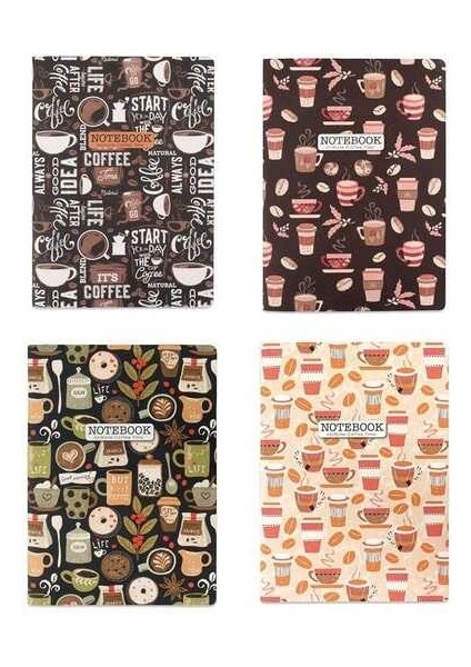 18,5 x 26 cm 58 Yaprak Noktalı Iplik Dikişli Uninote Coffe Defter Adet