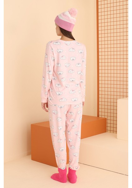 Pembe Cloud Pattern Pijama Takımı