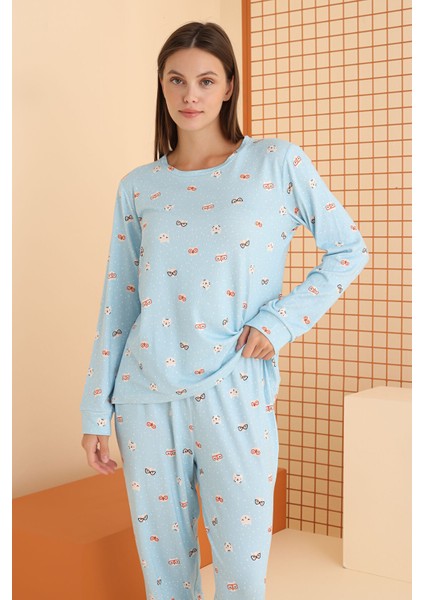 Mavi Cat Shaped Pijama Takımı