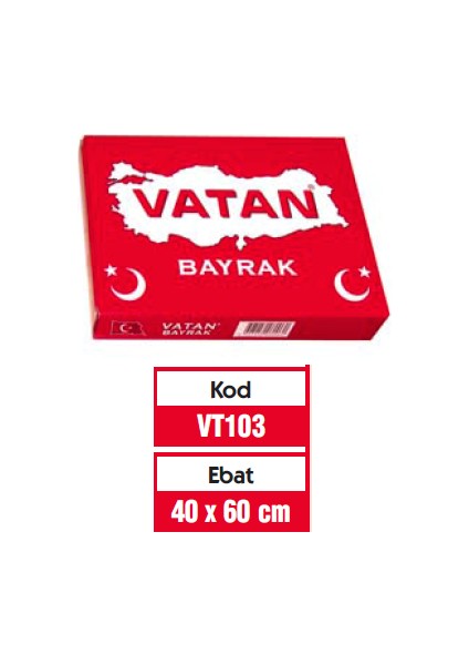 Vatan Bayrak Vatan Masa Bayrağı Türk %100 Polyester 40X60