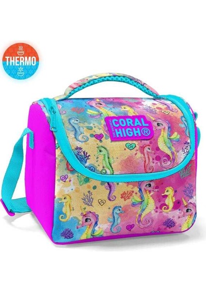 Kids Pembe Rengarenk Denizatı Desenli Thermo Beslenme Çantası 11825