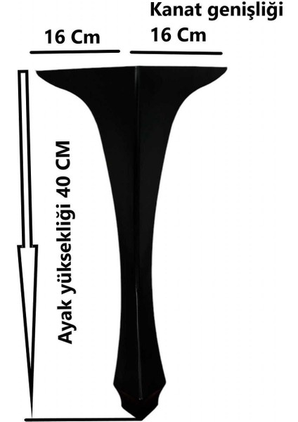 Mobilya Masa Sehpa Ayağı Puf Lükens Siyah Plastik Sehpa Ayağı 40X16X16 cm 4 Adet