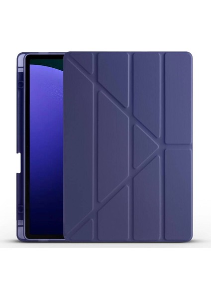 Samsung Galaxy Tab S10 Plus 12,4 Inç Uyumlu Kılıf Üçgen Standlı Kalem Bölmeli Silikon Tablet Kılıfı