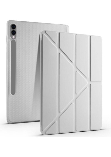 Samsung Galaxy Tab S10 Plus 12,4 Inç Uyumlu Kılıf Üçgen Standlı Kalem Bölmeli Silikon Tablet Kılıfı