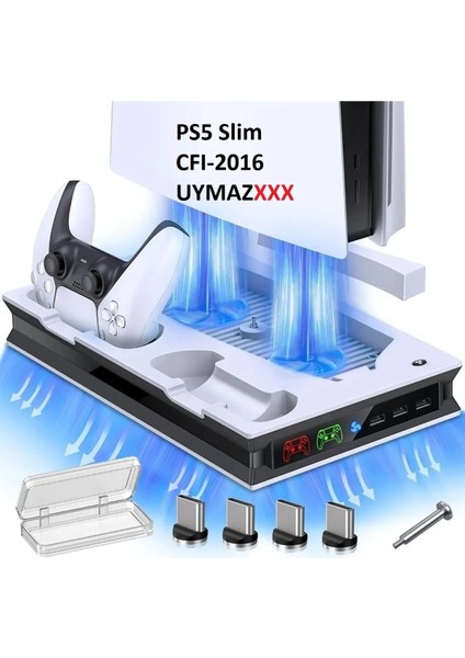 Ps5 Multi Fonksiyonel Fanlı Şarj Standı LED Göstergeli Yh52(SLİM UYMAZ)