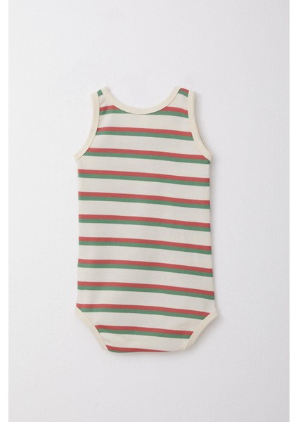 Erkek Bebek Çıtçıtlı Atlet Zıbın Body Renkli Çizgili 9 Ay-3 Yaş, Krem fiyatları