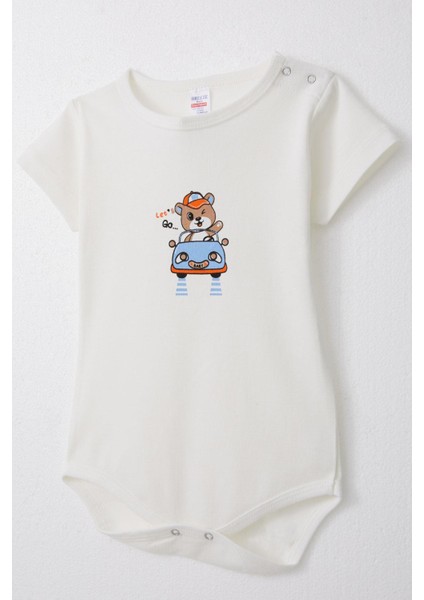 Erkek Bebek Çıtçıtlı Zıbın Body Neşeli Şöför Ayıcık 9 Ay-3 Yaş, Ekru modelleri