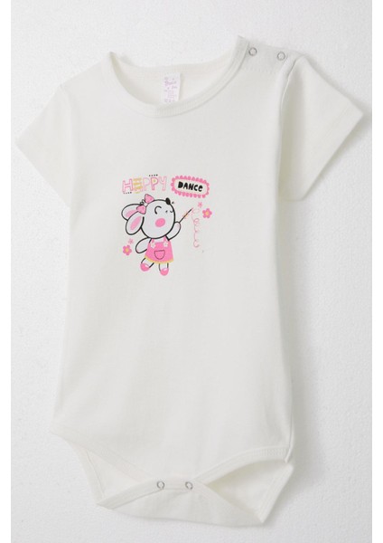 Kız Bebek Çıtçıtlı Zıbın Body Mutlu Tavşancık Baskılı Çiçekli 9 Ay-3 Yaş, Ekru modelleri