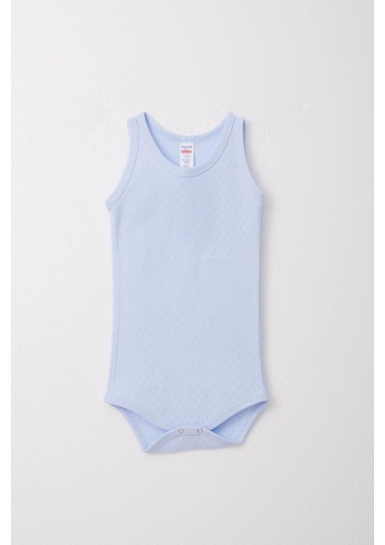 Erkek Bebek Çıtçıtlı Atlet Zıbın Body Jakarlı 9 Ay-3 Yaş, Açık Mavi