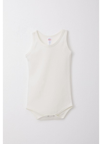 Erkek Bebek Çıtçıtlı Atlet Zıbın Body Jakarlı 9 Ay-3 Yaş, Ekru