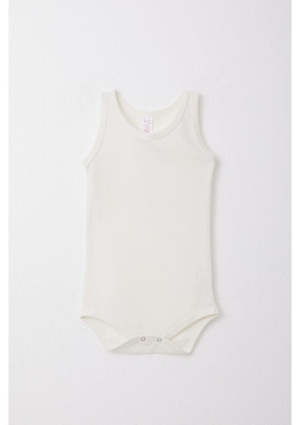 Kız Bebek Çıtçıtlı Atlet Zıbın Body Jakarlı 9 Ay-3 Yaş, Ekru
