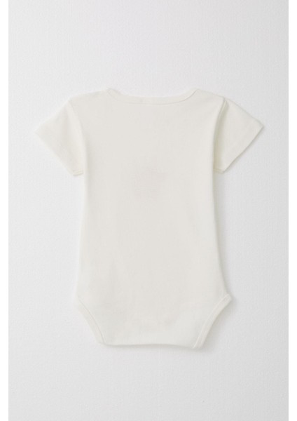 Kız Bebek Çıtçıtlı Zıbın Body Sevimli Tavşancık Baskılı 9 Ay-3 Yaş, Ekru