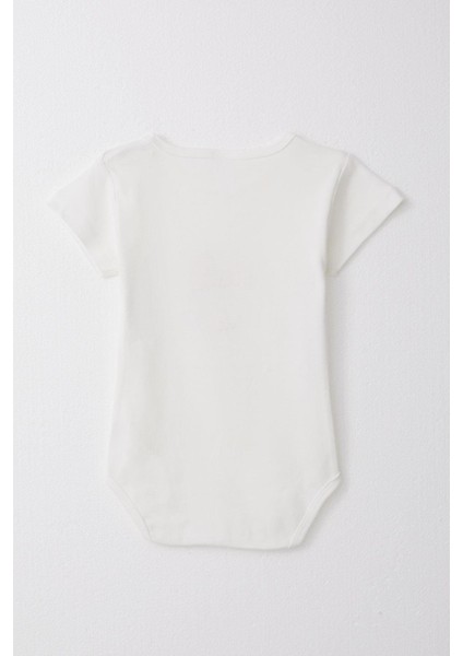 Kız Bebek Çıtçıtlı Zıbın Body Sevimli Hayvancık Baskılı 9 Ay-3 Yaş, Ekru