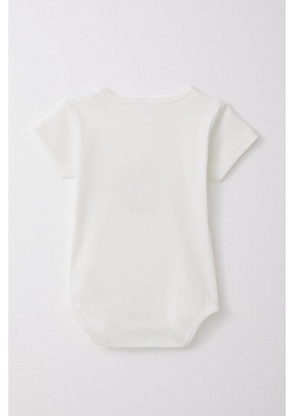Kız Bebek Çıtçıtlı Zıbın Body Sevimli Ceylancık Baskılı Çiçekli 9 Ay-3 Yaş, Ekru
