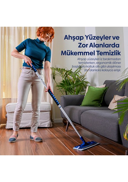 Mikrofiber Teleskopik Islak ve Kuru Bezli Mop 2'li Set