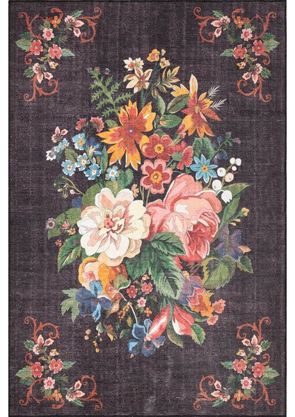 Etnik Desenli Salon Halısı, Soul Şönil |Pamuk-Polyester| Siyah Halı Al 322 fiyatları