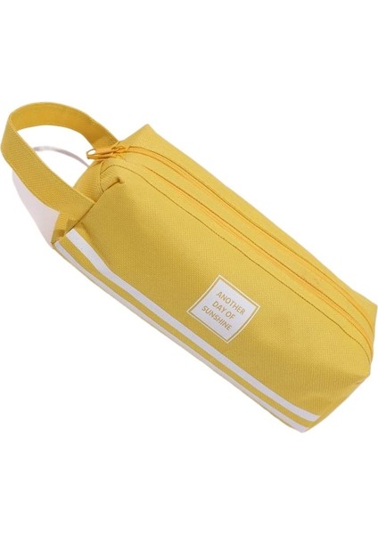 Taşınabilir Kırtasiye Çantası Çift Katmanlı Oxford Kumaş Çift Çekme Kalem Çantası Basit Büyük Kapasiteli Taşınabilir Fermuarlı Kalem Çantası Ilk ve Orta Okul Öğrencileri Için (Yurt Dışından)