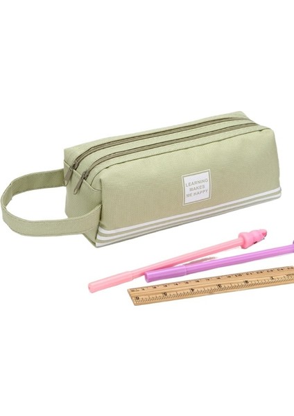 Kore Tarzı Basit Taşınabilir Kırtasiye Çantası Büyük Kapasiteli Çift Fermuarlı Kalem Çantası Ilkokul Öğrencisi Taşınabilir Fermuarlı Çift Katmanlı Oxford Kumaş Kalem Çantası (Yurt Dışından)