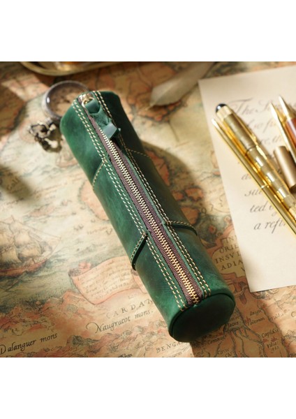 Birinci Katman Inek Derisi Çılgın At Derisi El Yapımı Bozuk Para Cüzdanı Öğrenci Kırtasiye Saklama Çantası (Yurt Dışından)