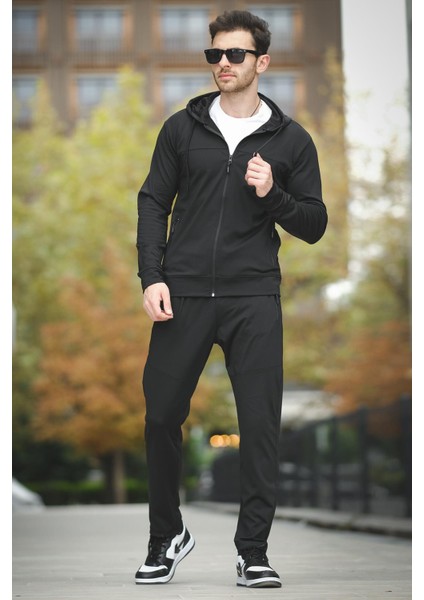 Gervasio Slim Fit Dalgıç Kumaş Kapüşonlu Fermuarlı Erkek Eşofman Takımı modelleri