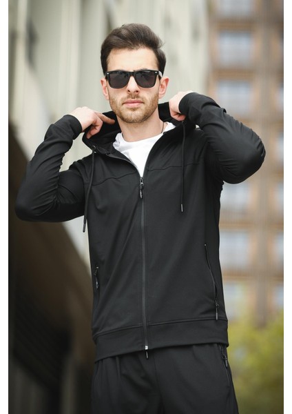 Gervasio Slim Fit Dalgıç Kumaş Kapüşonlu Fermuarlı Erkek Eşofman Takımı fırsatları