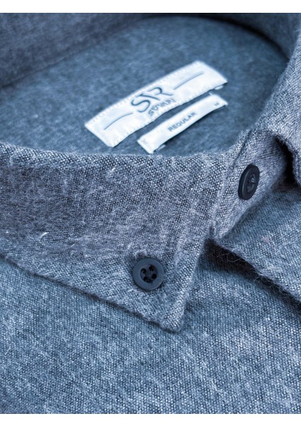 Bol Kesim Cepli Mavi Düz Flanel Kışlık Erkek Gömlek fiyatları