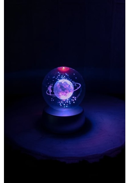 Kişiye Özel Satürn Işıklı Cam Küre 8cm*6cm Uçan Balonlu Kız Kolye fiyatları