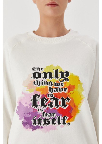 Kadın Sweatshirt Beyaz 72485 fırsatları