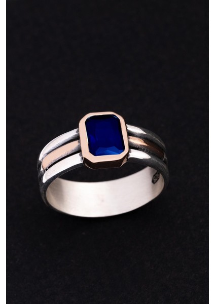 Erkek Gümüş Yüzük - Lacivert Safir Taşlı Ince Kibar Erkek Yüzüğü fiyatları