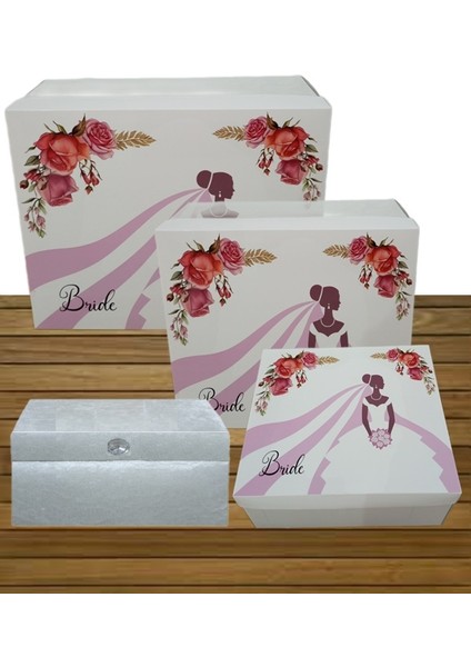 Çeyiz Sandık Gelin Damat Bohça Kutusu Kolisi 4lü 0122 modelleri