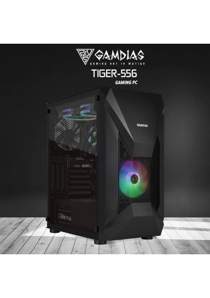 Gamdıas TIGER-556, Ryzen 5 5600, 16GB Ram, 512GB Nvme Ssd, 8gb Gddr5 RX580 Ekran Kartı, 500W Kasa, Free Dos Gamıng Pc