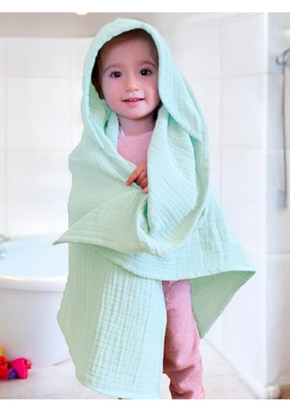 Dört Katlı Müslin Bebek Çocuk Havlu Kundak Banyo Havlusu Pamuk Plaj Havlusu Panço 4 Katlı