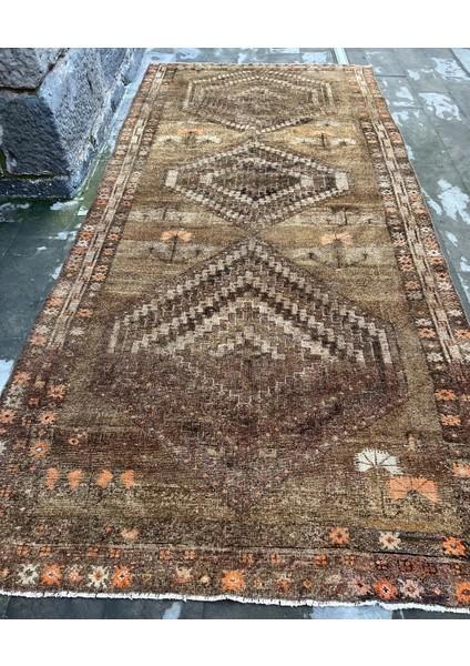208X453 cm El Dokuma Yıkanabilir Kahverengi Rustik Desenli Halı Büyük Alanlar Için Harika Ev Dekoru