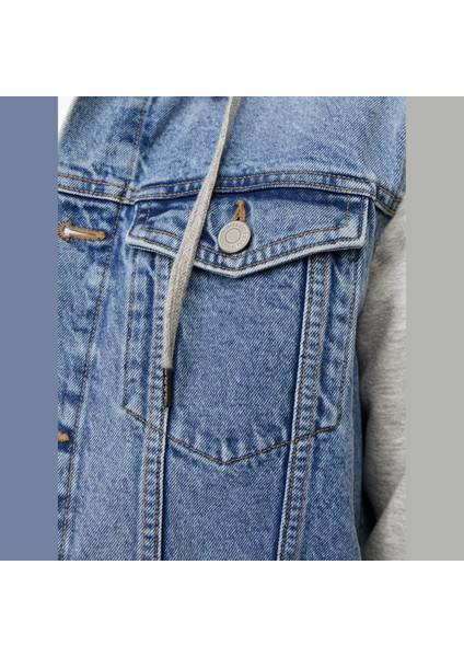 Erkek Denim Kapüsonlu Ceket Jean