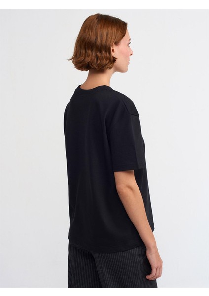 30312 DİLVİN T-SHIRT DEKORATİF DİKİŞLİ BİSİKLET YAKA modelleri