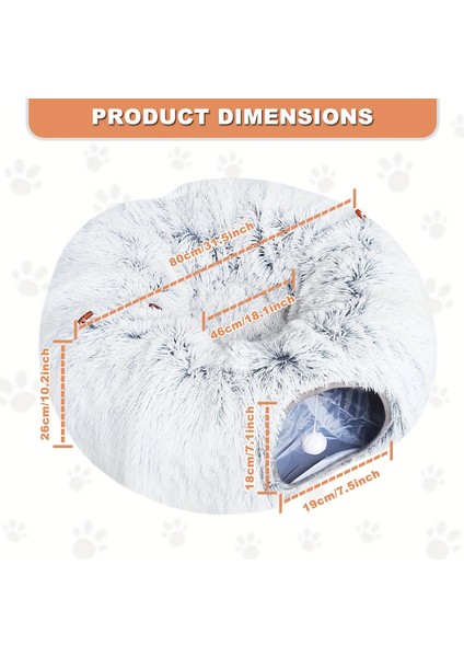 Tcherchı Kedi Tüneli Yatağı Peluş Kapalı Kediler ve Tavşanlar Için Kedi Mağarası ile Kedi Kanalı Donut Daire Şeklini Gizler (Yurt Dışından)