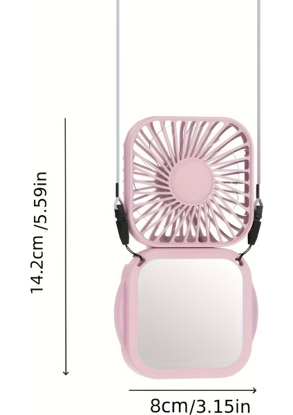 Tcherchı Şarj Edilebilir ve Taşınabilir Mini Katlanır Boyunlu Fan, Makyaj Aynası ve 3 Hız Modu (Yurt Dışından)