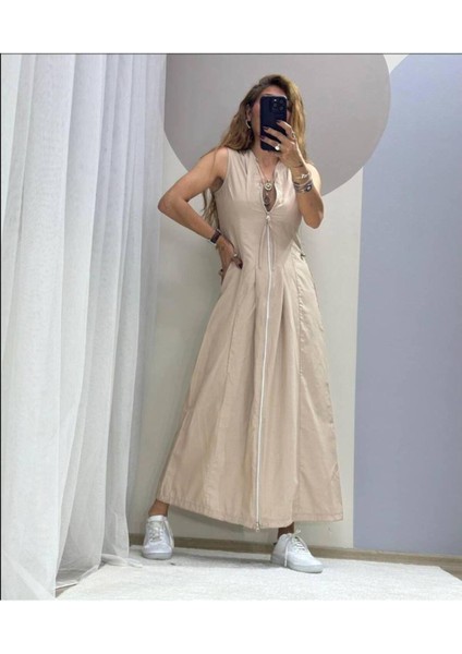 Ithal Lucy Kumaş Stoper Beli Lastik Detaylı Elbise
