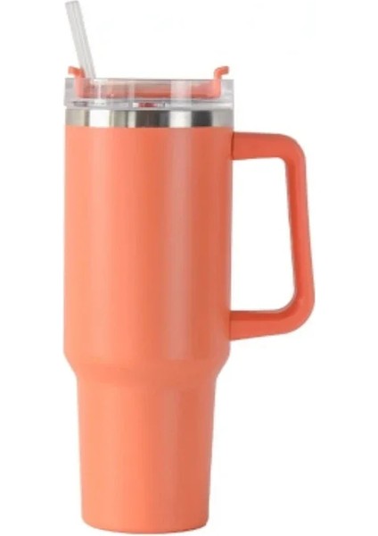 Tcherchı 40 Oz Saman Yalıtım Kulplu Bardak Taşınabilir Araba Paslanmaz Çelik Kahve Su Şişesi Büyük Kapasiteli Seyahat Bpa Ücretsiz Termal Kupa (Yurt Dışından)