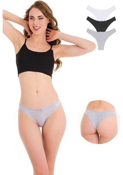 3232 Düz Pamuklu Brezil 3'lü Kadın Külot Paketi