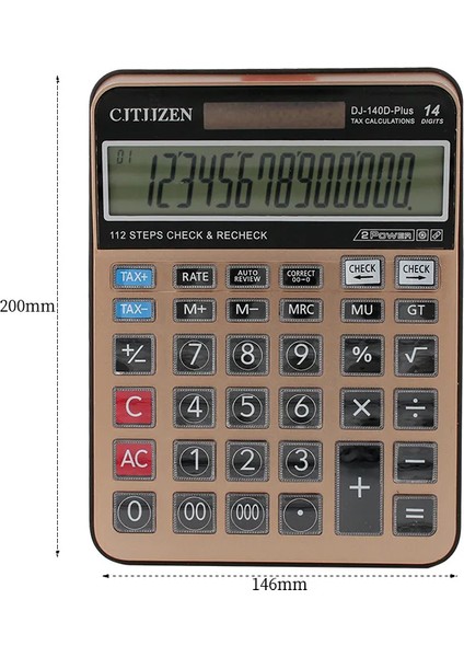 Tcherchı 14 Haneli Bilimsel Hesap Makinesi Güneş Enerjili Aa Pil Çift Enerji Genel Amaçlı Hesap Makineleri Programlayıcı Ofis Kırtasiye Malzemeleri (Yurt Dışından)