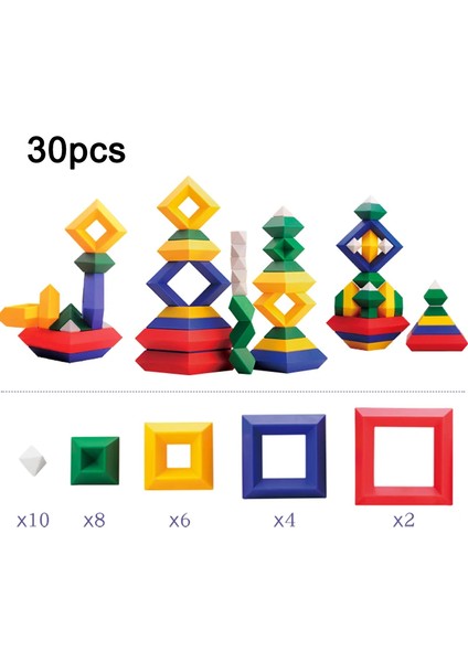 Tcherchı Çocuk Inşaat Seti Piramit Yapı Taşları Seti 3D Geometri Uzay Oyunu Montessori Eğitici Oyuncaklar (Yurt Dışından)