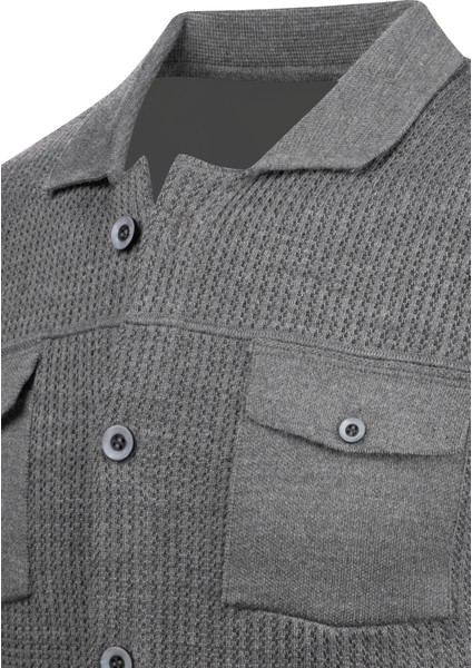 Erkek Düğmeli Çift Cepli Triko Örme Desenli Blazer Tek Ceket Regular Kalıp -5017G modelleri