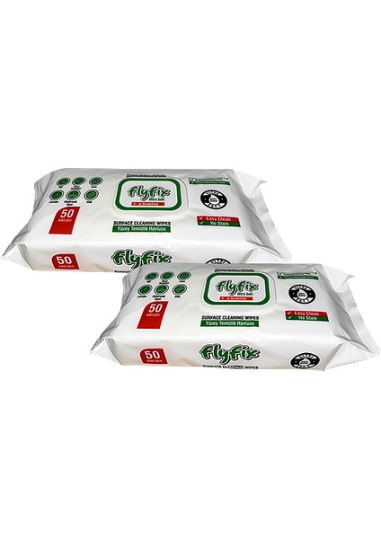 Flyfi x Ultra Soft Yüzey Temizlik Havlusu Beyaz Sabun Kokuku 50 x 2